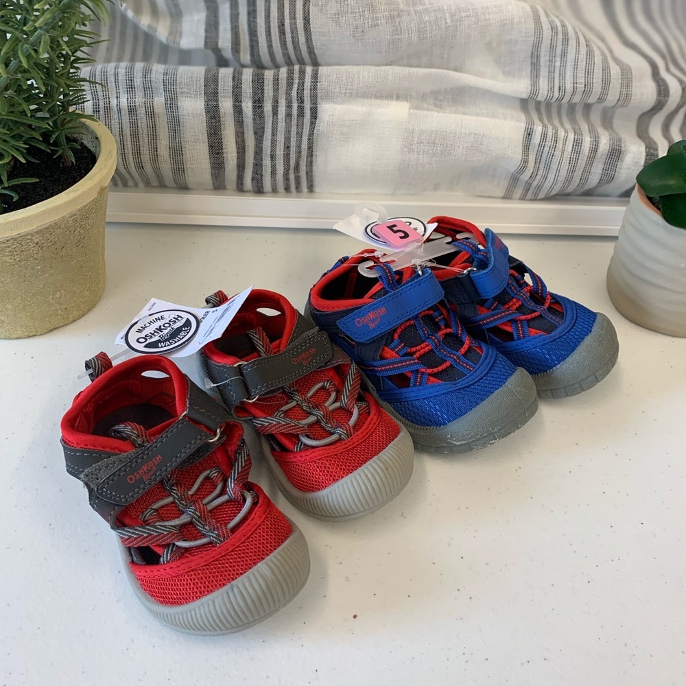 NWT 2 pr. Boys OshKosh closed-toe outdoor summer sport sandals size 5 #8